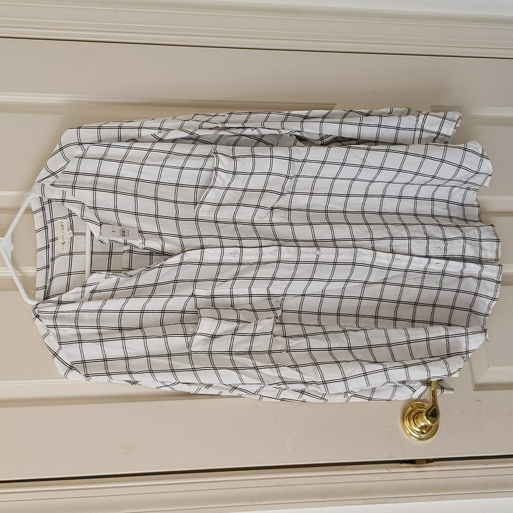 Lou & Grey, white and black checkered tunic, size L, new with tags